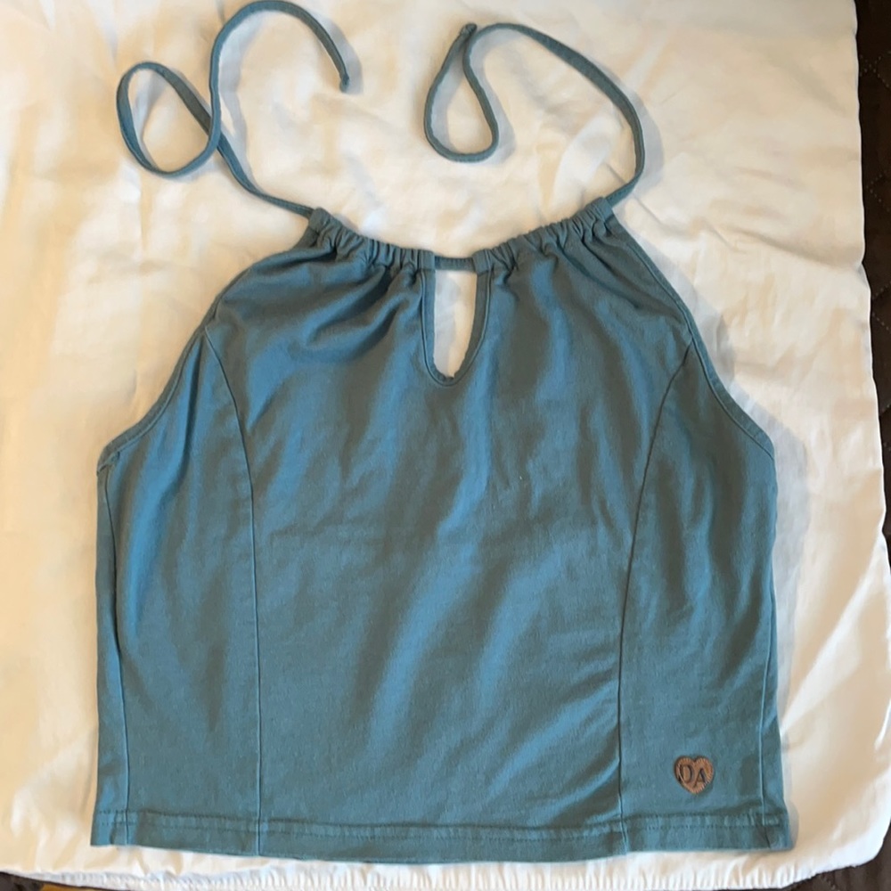 Double Agent - Size L - halter top tank - aqua color